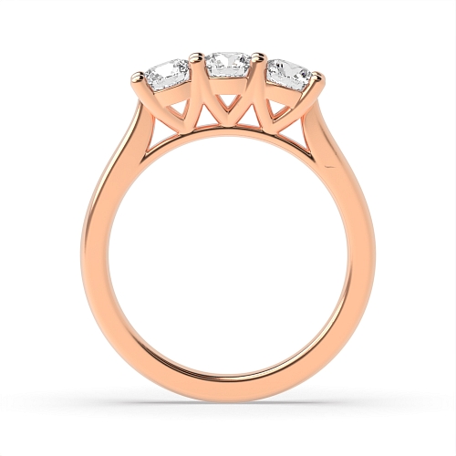 Round Rose Gold V setting style Engagement Rings