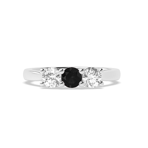 Round V setting style Black Diamond Engagement Rings