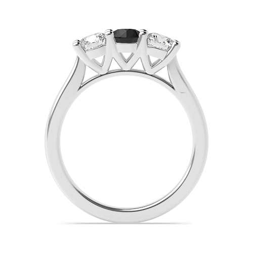 Round V setting style Black Diamond Engagement Rings