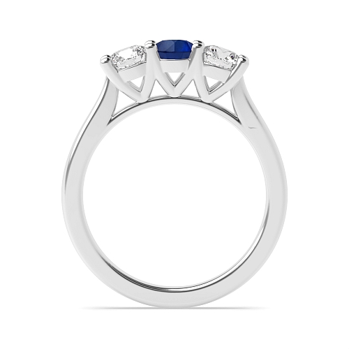Round V setting style Blue Sapphire Engagement Rings
