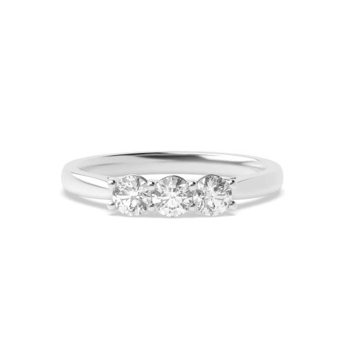 4 Prong Round V Setting Style Three Stone Engagement Ring