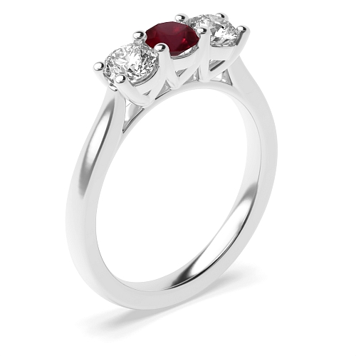 Round V setting style Ruby Engagement Rings