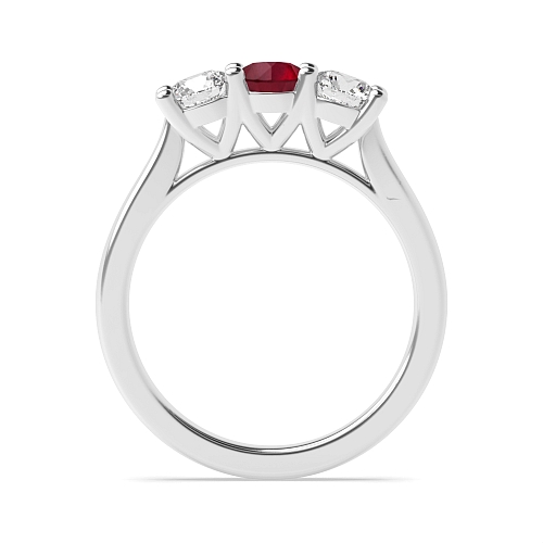 Round V setting style Ruby Engagement Rings