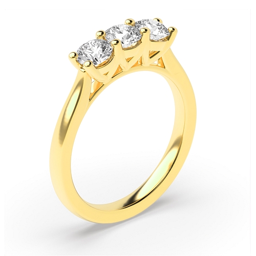 Round Yellow Gold V setting style Engagement Rings