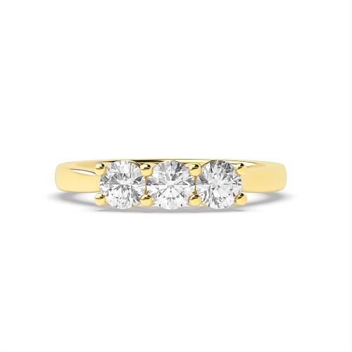 Round Yellow Gold V setting style Engagement Rings