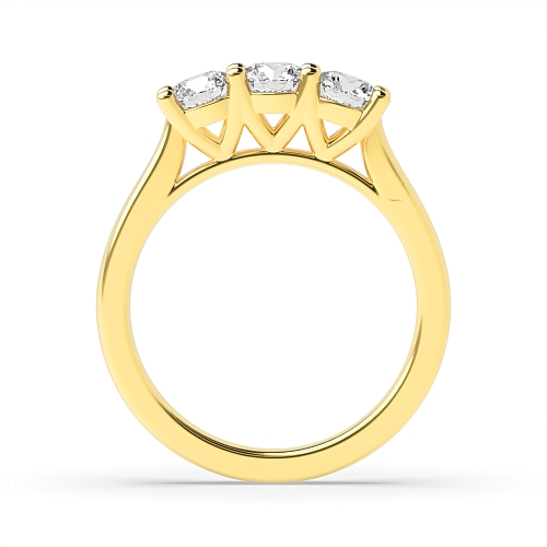 Round Yellow Gold V setting style Engagement Rings