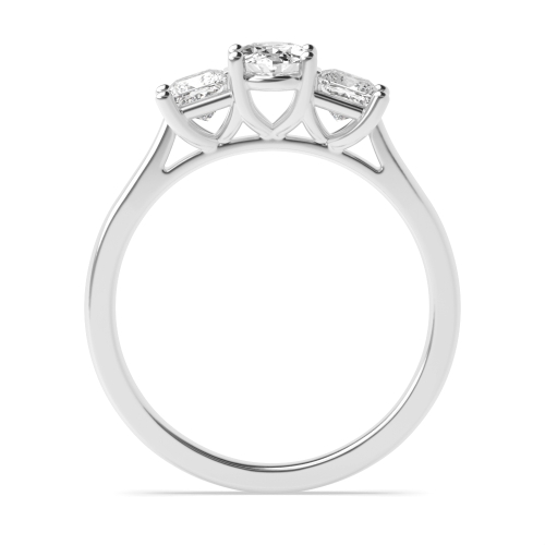 4 Prong Oval With Princess Three Stone Diamond Ring