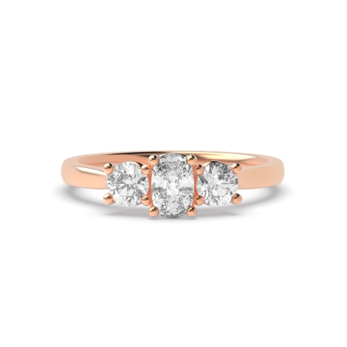 4 Prong Cushion Rose Gold And princess delicate Trilogy Engagement Rings