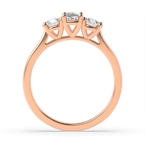 4 Prong Cushion Rose Gold And princess delicate Trilogy Engagement Rings