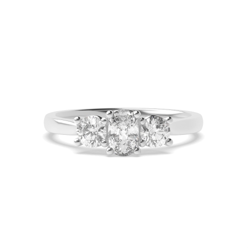 4 Prong Cushion And Princess Delicate Three Stone Engagement Ring