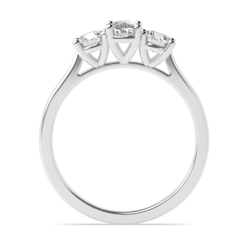 4 Prong Cushion And Princess Delicate Three Stone Diamond Ring