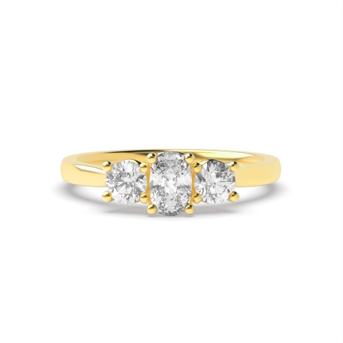 4 Prong Cushion Yellow Gold And princess delicate Trilogy Engagement Rings