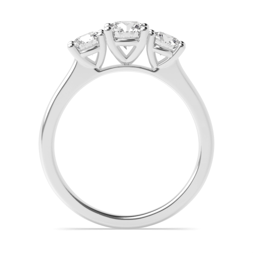 4 Prong Round V shape setting Naturally Mined Diamond Trilogy Engagement Rings