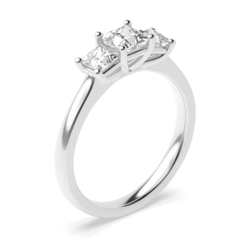 4 Prong Princess Three Stone Diamond Rings