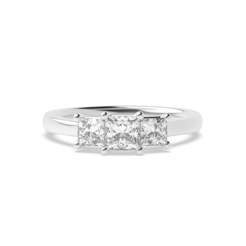 4 Prong Princess Trio Three Stone Engagement Ring