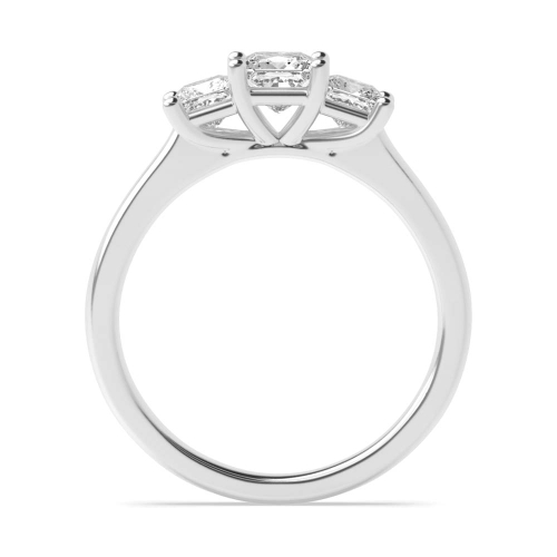 4 Prong Princess Trio Three Stone Engagement Ring