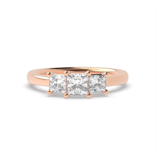 4 Prong Princess Rose Gold Trio Trilogy Engagement Rings