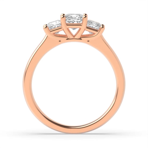 4 Prong Princess Rose Gold Trio Trilogy Engagement Rings