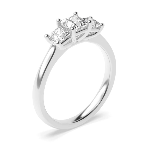 4 Prong Princess Trio Three Stone Diamond Ring