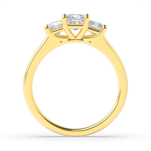 4 Prong Princess Yellow Gold Trio Engagement Rings