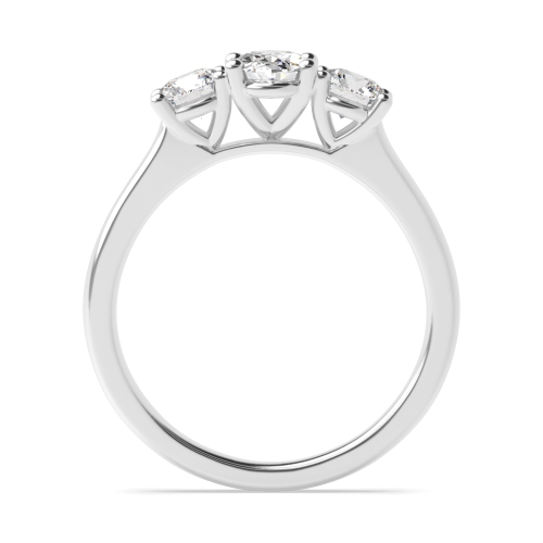 4 Prong Oval With round graduated Naturally Mined Diamond Trilogy Engagement Rings