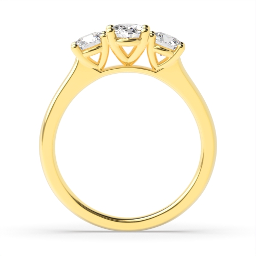 4 Prong Oval Yellow Gold With round graduated Trilogy Engagement Rings