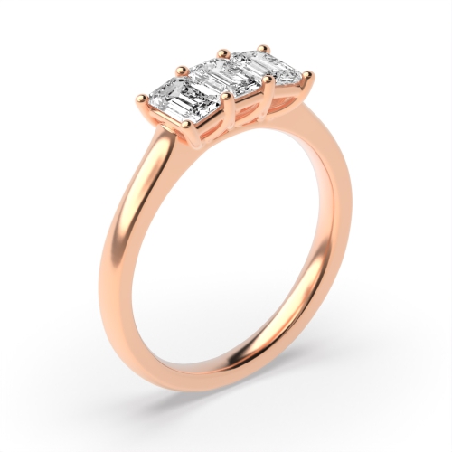 Emerald Trilogy Diamond Rings 4 Prong Setting In Rose Gold