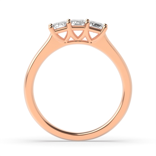 4 Prong Emerald Rose Gold Raised set Trilogy Engagement Rings
