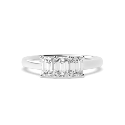 4 Prong Emerald Raised set Naturally Mined Diamond Trilogy Engagement Rings