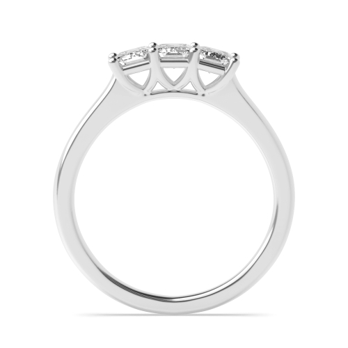 4 Prong Emerald Raised set Naturally Mined Diamond Trilogy Engagement Rings