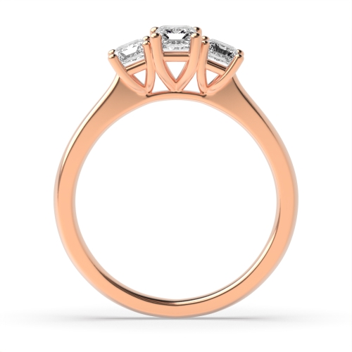 4 Prong Emerald Rose Gold High set Trilogy Engagement Rings