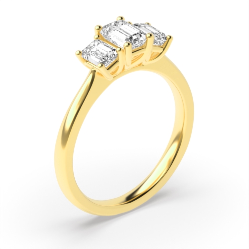 4 Prong Emerald Yellow Gold High set Engagement Rings