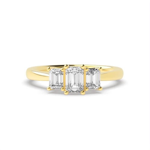4 Prong Emerald Yellow Gold High set Engagement Rings