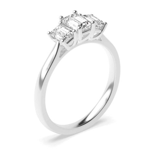 4 Prong Emerald Tapering shoulder Moissanite Engagement Rings