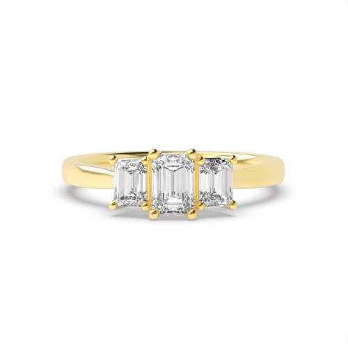 4 Prong Emerald Yellow Gold Tapering shoulder Engagement Rings