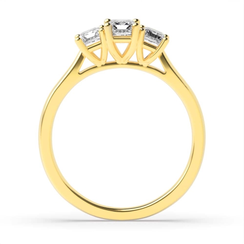 4 Prong Emerald Yellow Gold Tapering shoulder Engagement Rings