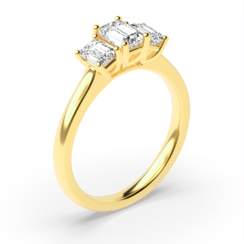 4 Prong Emerald Yellow Gold Raised setting Engagement Rings