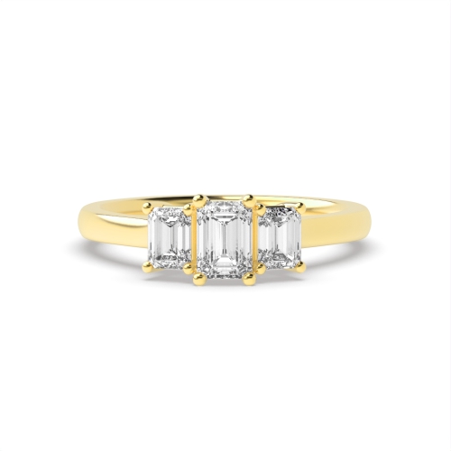 4 Prong Emerald Yellow Gold Raised setting Engagement Rings