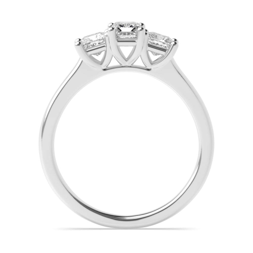 4 Prong Emerald And princess raised set Moissanite Engagement Rings