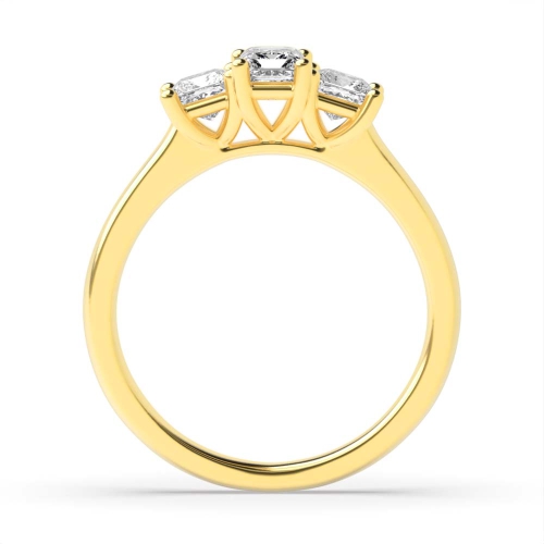 4 Prong Emerald Yellow Gold And princess raised set Engagement Rings