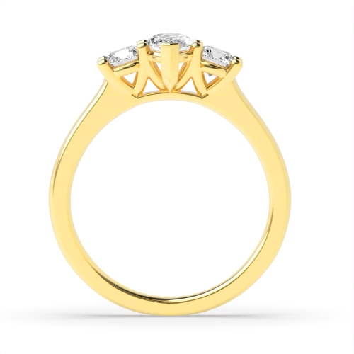 4 Prong Marquise Yellow Gold With round solid shoulder Engagement Rings