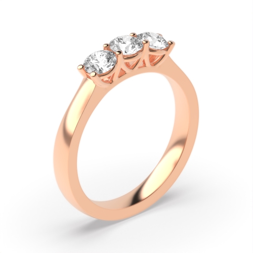 Round Trilogy Diamond Rings 4 Prong Setting In Yellow Gold