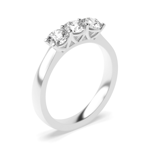 4 Prong Round Three Stone Engagement Rings