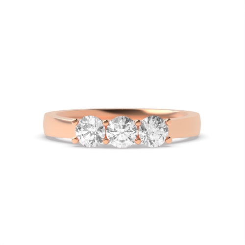 4 Prong Round Rose Gold Equal size Trilogy Engagement Rings