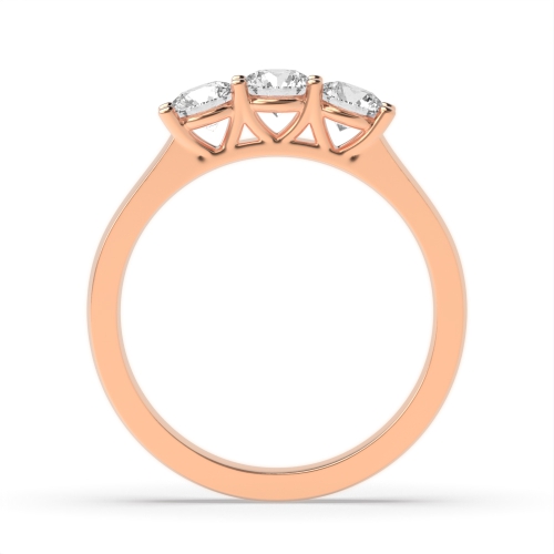 4 Prong Round Rose Gold Equal size Trilogy Engagement Rings