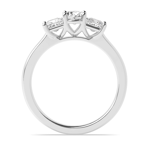 4 Prong Oval And princess high set Naturally Mined Diamond Trilogy Engagement Rings
