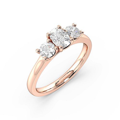 Oval Trilogy Diamond Rings In Rose / Yellow / White Gold