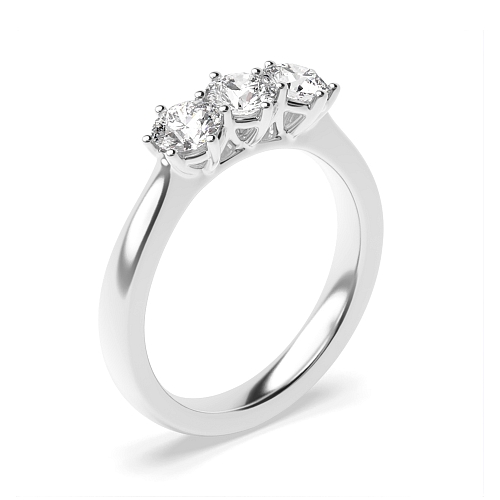 Round Basket setting Trilogy Engagement Rings