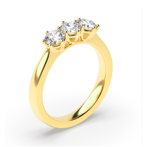 Round Yellow Gold Basket setting Engagement Rings