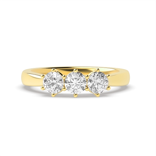 Round Yellow Gold Basket setting Engagement Rings